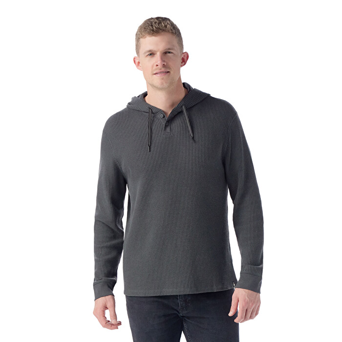 Hooded waffle henley on sale