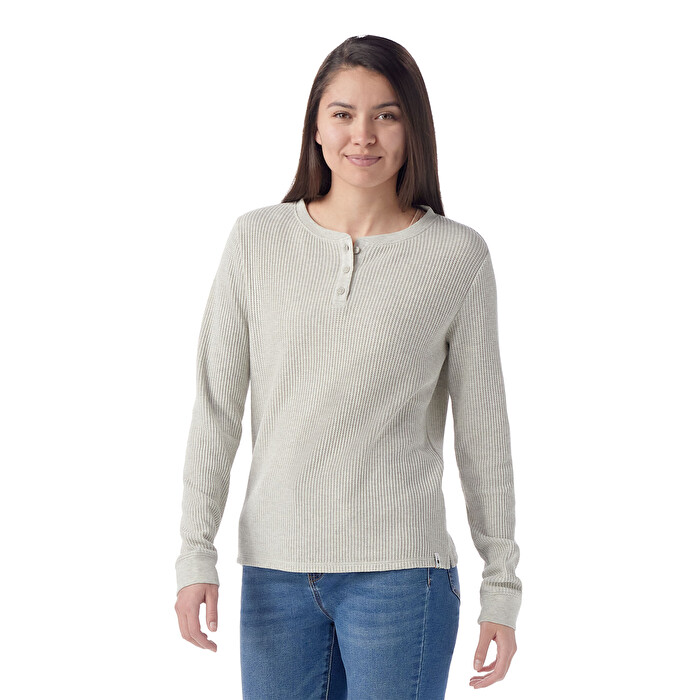 Women s Waffle Long Sleeve Henley col. Grey Smartwool