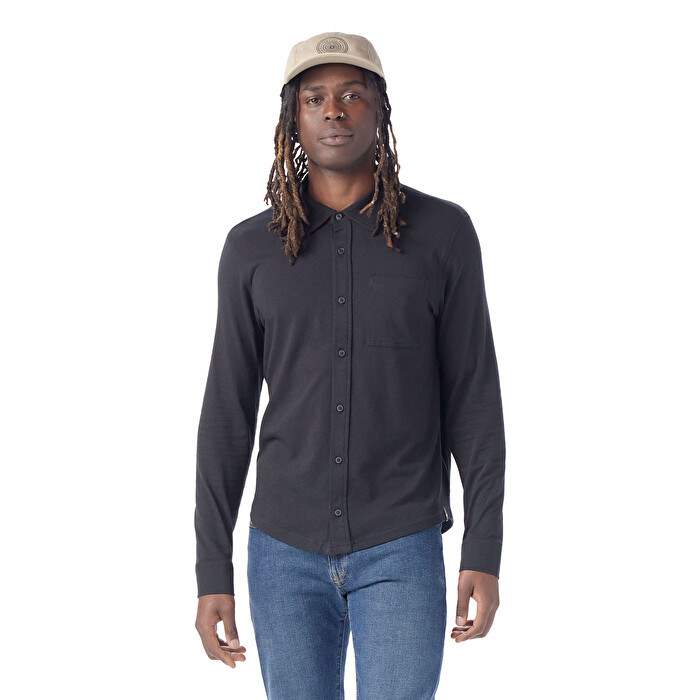 Black long sleeve button down best sale