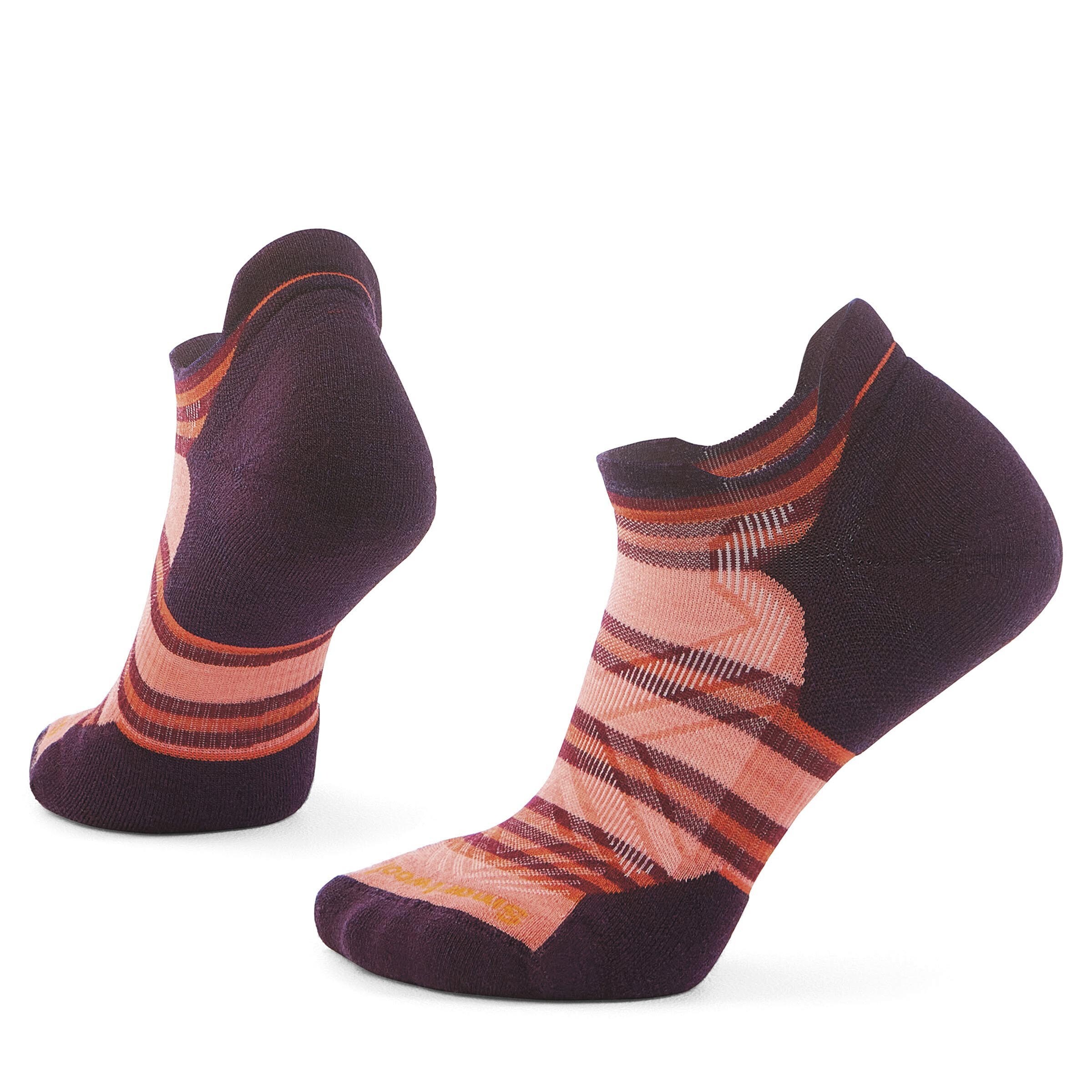 Women's Run Targeted Cushion Stripe Low Ankle Socks col. Orange