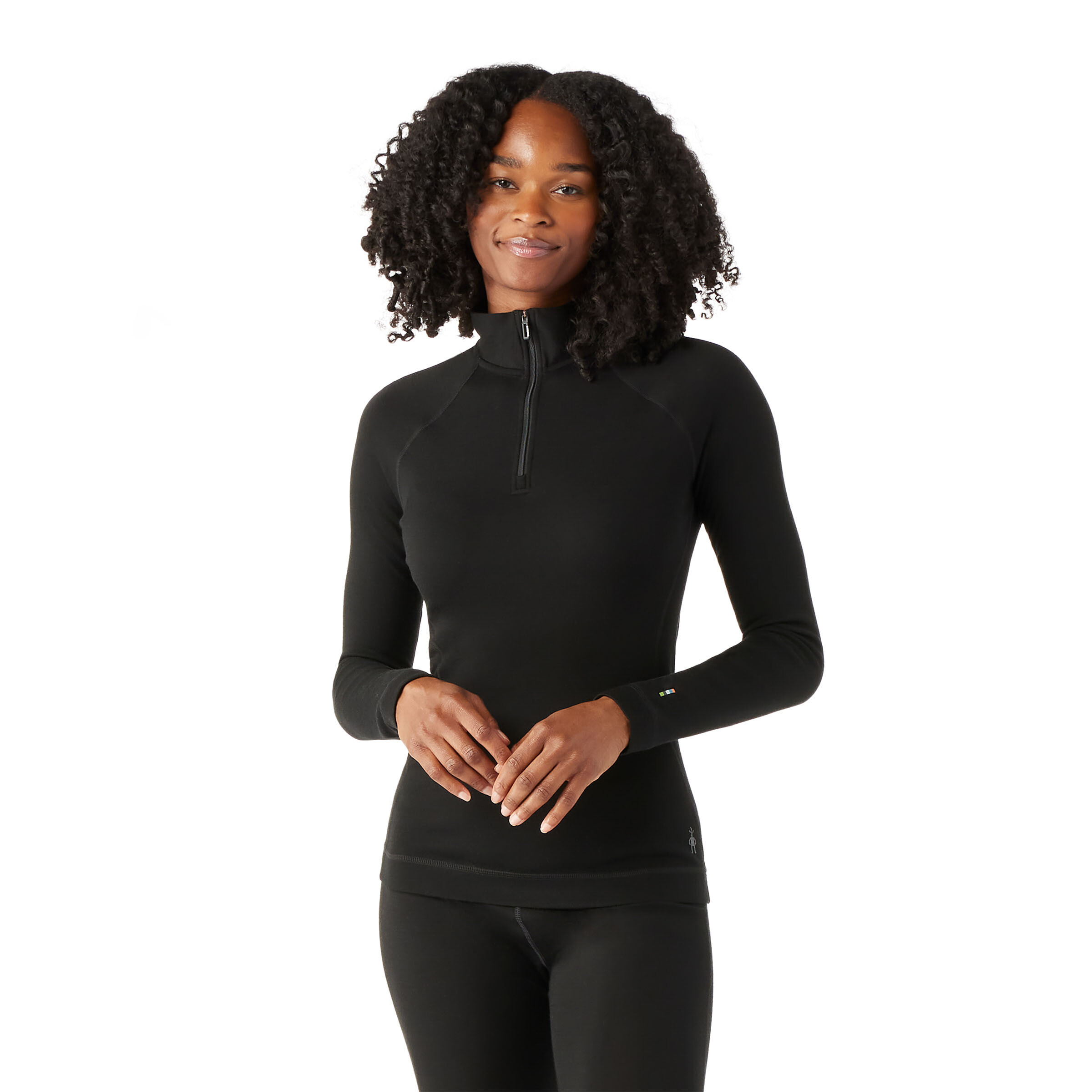 Women's Classic Thermal Merino Base Layer 1/4 Zip col. Black