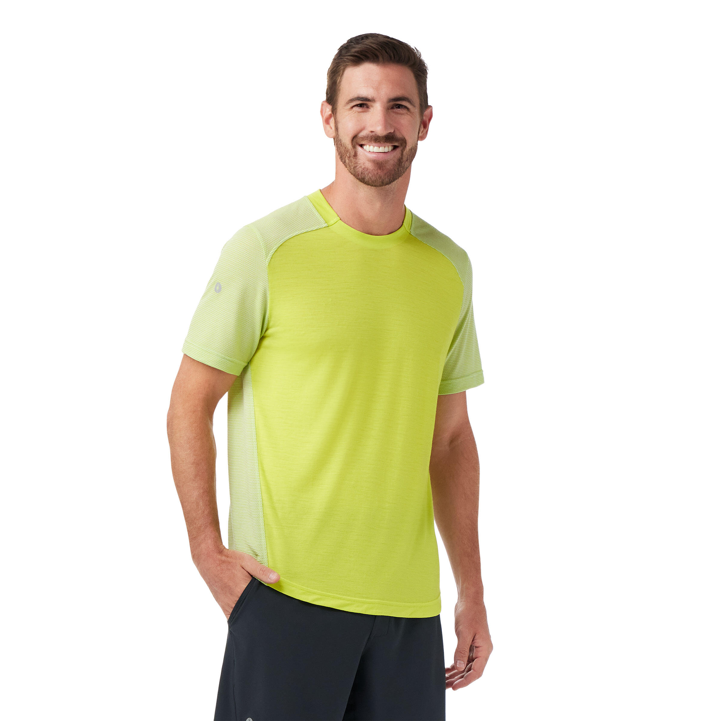 【THE MOZZ】[Premium] Whole Garment Cable Short Sleeve OP Men's Active Mesh Short Sleeve col. Blue | Smartwool®